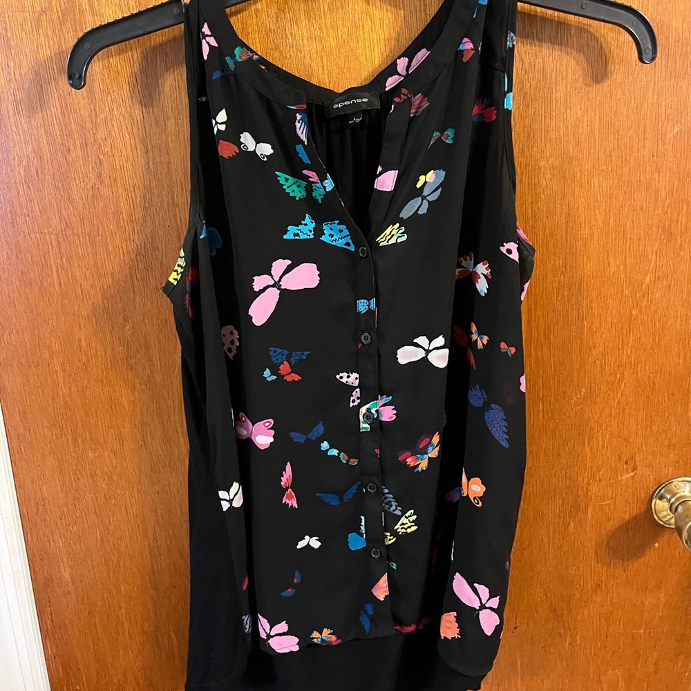 Spense Black and Pink Sleeveless Tank Top